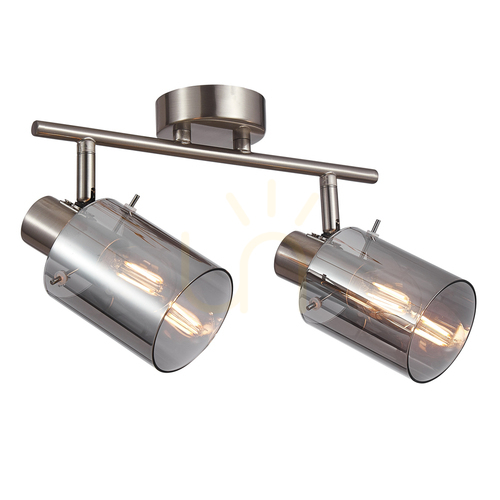 Check Italux Sardo 2-light ceiling spotlight, silver and smoked glass, E14 SPL-5581-2-SC-SG