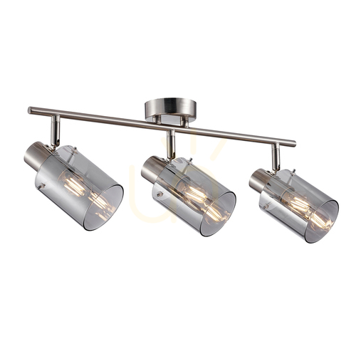 Check Italux Sardo 3-Light Spotlight Silver Smoky E14 Steel Glass SPL-5581-3-SC-SG
