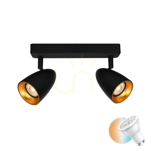 Check Spotlight Italux Tino Black 2x GU10 LED IP20 SPL-36748-2-BK-GD