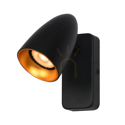 Check Italux Tino Black GU10 Wall Sconce WL-36748-1R-BK-GD