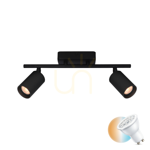 Check Italux Tris black ceiling spotlight bar, 2×GU10 SPL-46829-2-BK