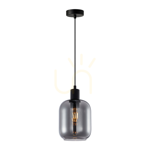 Check Italux Pendant Light Smoky Black Steel Glass E27 15 cm PND-29258S-1-BK-SG