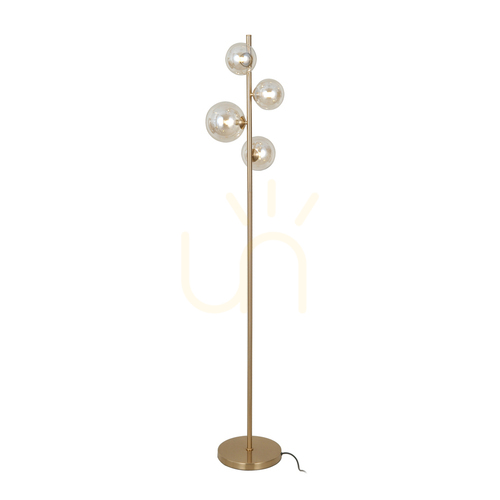 Check Italux Canello Gold Amber Floor Lamp G9 4-Light Steel Glass FL-406007-4-HBR