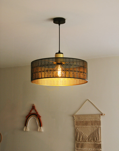 Check LASER Pendant lamp, textile cord black Aviano
