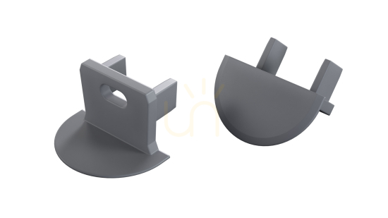 End cap for LUMINES axin profile, grey, with cable hole, ABS (12-1554-00)