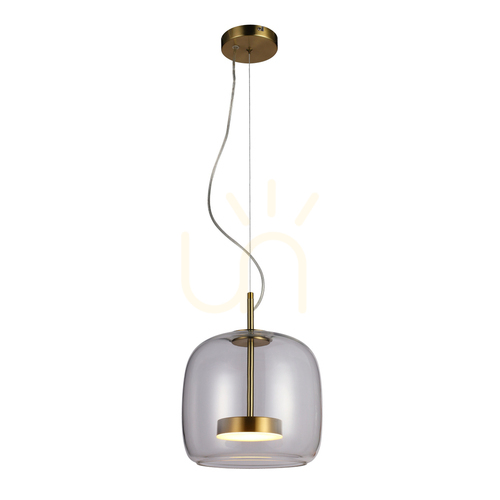 Check Italux Gold Transparent LED Pendant Light 26 cm PND-17760A-BRSS-CL