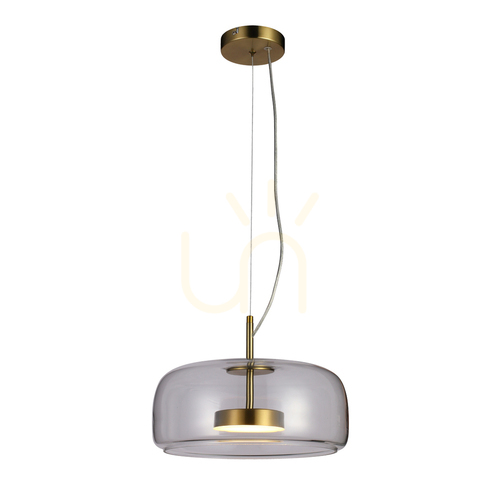 Check Italux Caste LED Pendant Light Gold Transparent 33 cm PND-17760B-BRSS-CL