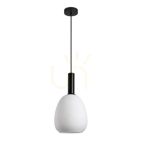 Check Italux Gater Modern Black Opal Glass Pendant Light E27 21 cm PND-23541-1-BK-OP