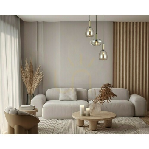 Check Italux Gater 3-Light E27 Pendant, Gold with Champagne Glass, PND-23541-3-GD-CH