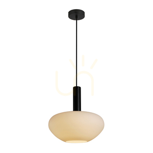 Italux Gater pendant light, black with opal glass, E27, 28 cm, PND-23541A-1-BK-OP small 0