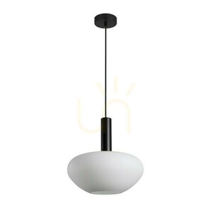 Italux Gater pendant light, black with opal glass, E27, 28 cm, PND-23541A-1-BK-OP small 2