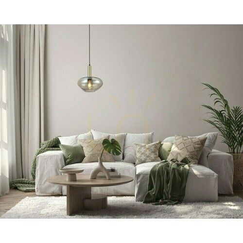 Check Italux Gater Gold Pendant Light with Champagne Glass, E27, Ø 28 cm PND-23541A-1-GD-CH