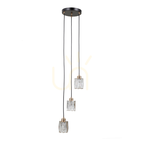 Check Pendant Light Italux Torno Black Glass 3-Light E14 PND-40813-3R-BK-HBR