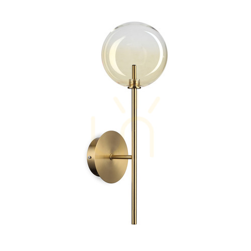 Check Wall Light Ideallux Equinoxe 345321 Amber Chrome Glass G4 45 cm