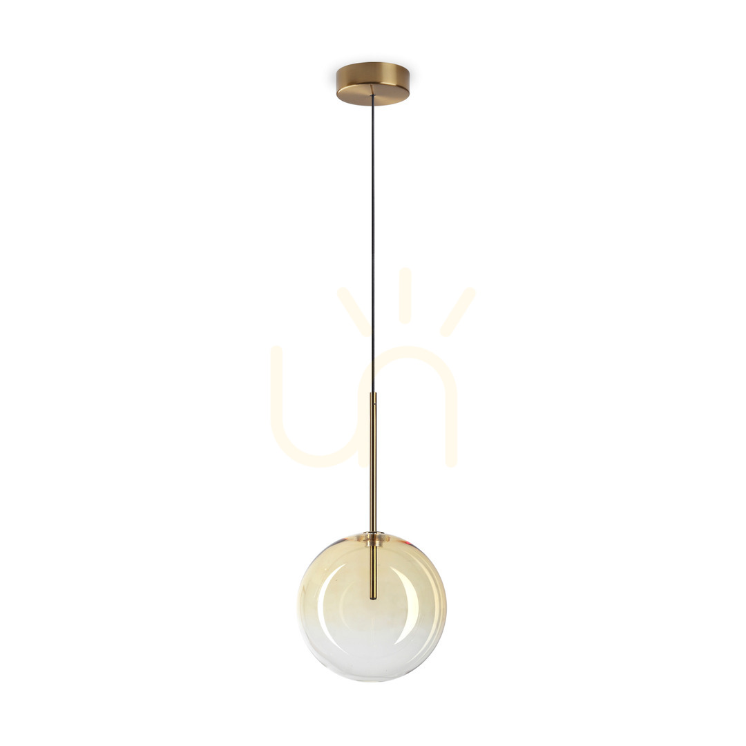 Pendant Light Ideal Lux Equinoxe 345352 Amber Glass Chrome 20 cm