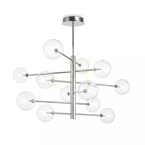 Check Pendant Light Ideallux Equinoxe SP12 Ambra Sfumato Chrome Glass 345383