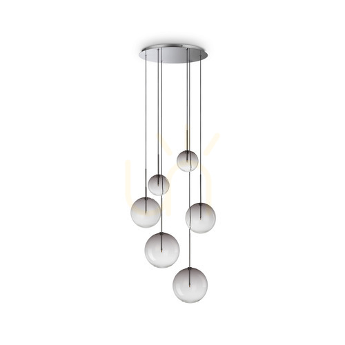 Check Pendant Light Ideallux Equinoxe 345413 6-Light Chrome Glass 65 cm