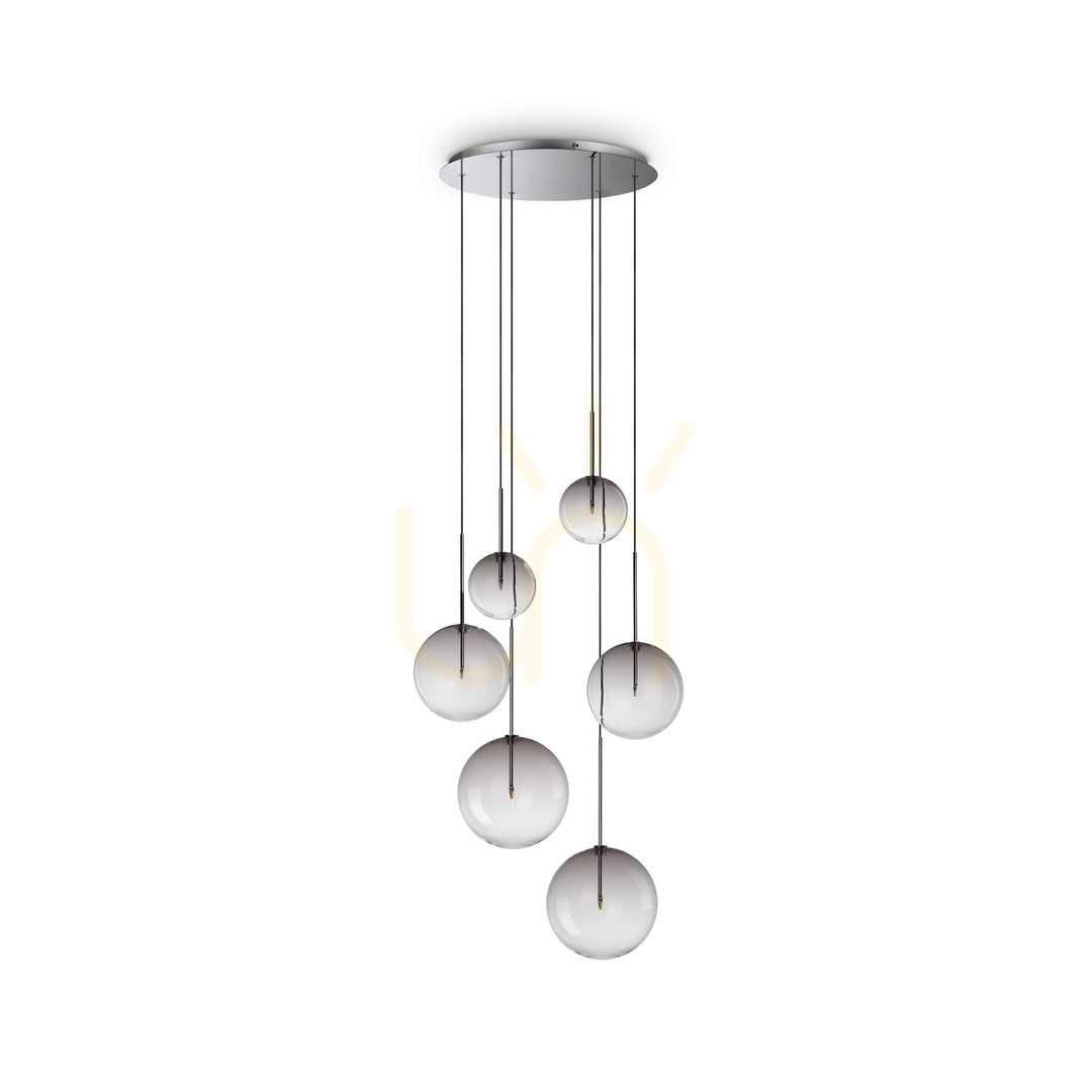 Pendant Light Ideallux Equinoxe 345413 6-Light Chrome Glass 65 cm