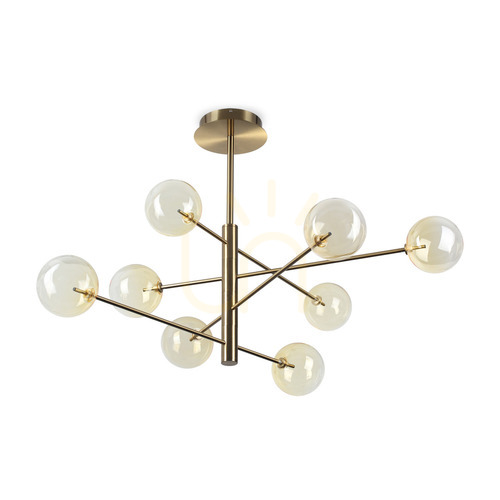 Check Pendant Light Ideal Lux Equinoxe SP8 Ambra Sfumato Chrome 128 cm 345420