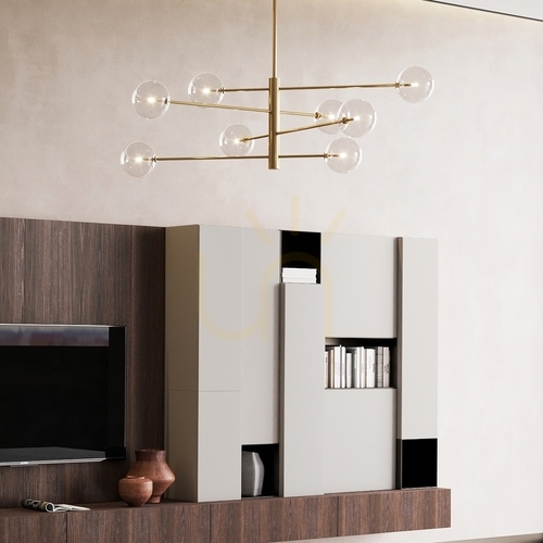Check Pendant Light Ideal Lux Equinoxe SP8 Fume Sfumato Chrome 128 cm 345437