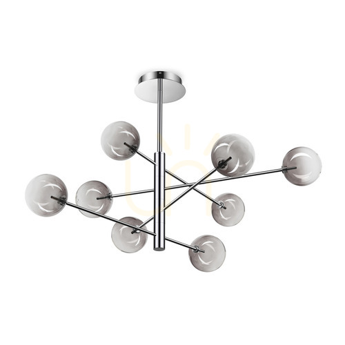 Check Pendant Light Ideal Lux Equinoxe SP8 Fume Sfumato Chrome 128 cm 345437
