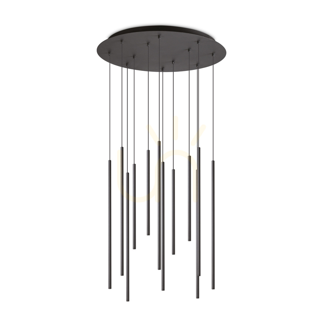 Pendant Light Ideallux Look Filo Black 12-Light LED 60 cm 341095