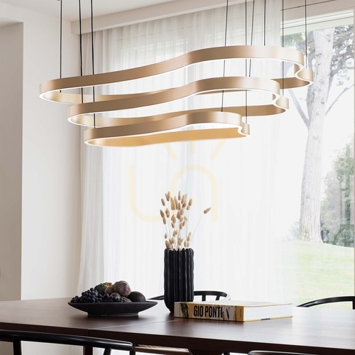 Check Pendant Light Ideallux Waves 2 Gold LED 45W 125.4 cm 345253
