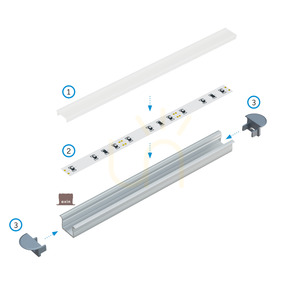 LUMINES axin recessed LED profile, raw aluminium, 1 m small 5