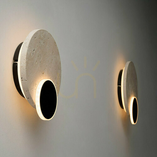 Check Wall Light Max Light Travertino 18 cm Steel Natural Stone 3000K W0394