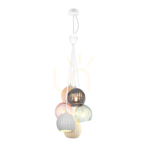 Check Italux 6-Light White Ceramic Glass Pendant Lamp E14 PND-94794-6A-MLTI