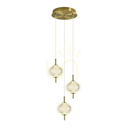 Check Italux Corado LED 3-Light Pendant Lamp Gold with Clear Shades 35 cm PND-81418-3-BK-GD