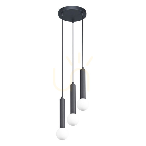 Check Italux FILANO sandy black pendant light with white shades 3x G9 PND-33574-3-BK
