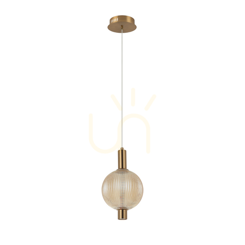 Check Italux Lenti LED Pendant Light Gold with Amber Shade 7 W 3000 K PND-83631-1-AB-AMB