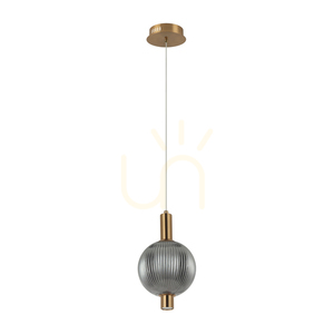 Italux Lenti LED Pendant Light, Gold with Smoked Glass, 15 cm, PND-83631-1-BRO-SG small 0