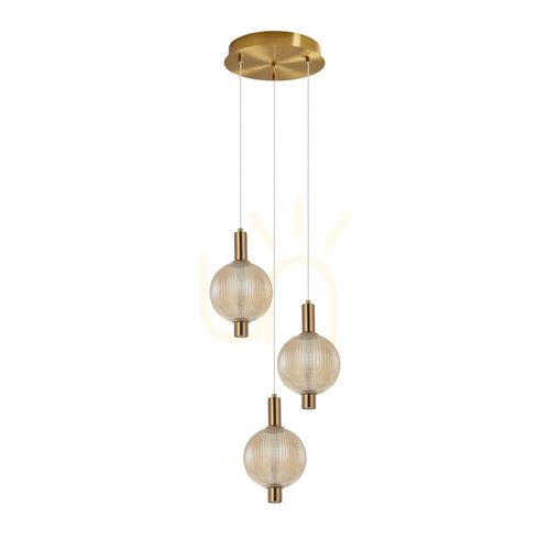 Check Italux Lenti Amber LED Pendant Light 35 cm PND-83631-3-AB-AMB