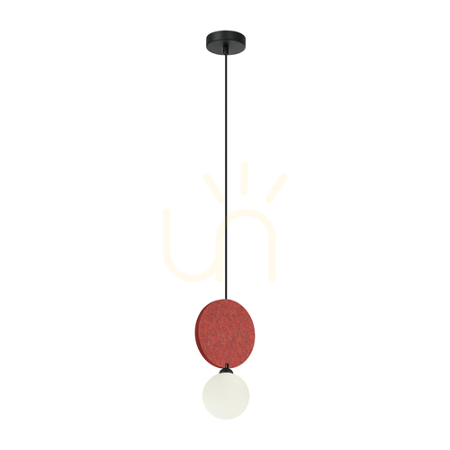 Check Pendant Light Italux Andrea G9 Black White Metal Glass Felt 31 cm PND-59779-1M-RED