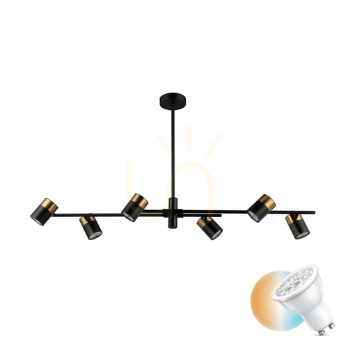 Check Italux Elice Black 6-Light GU10 Pendant Lamp PND-58892-6-BK-BRO