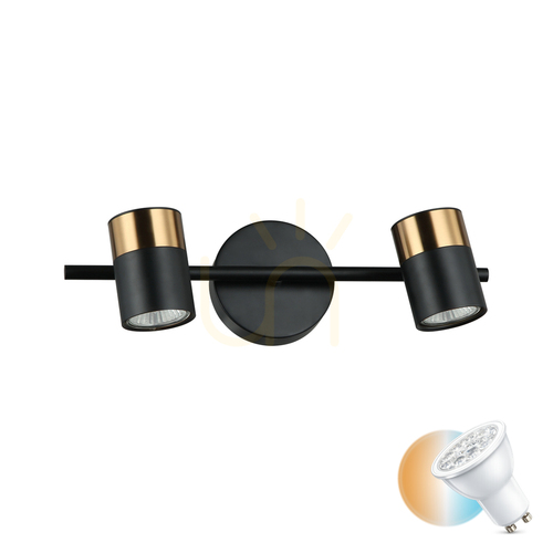Check Italux Elice Black GU10 2-Light Wall Sconce WL-58892-2-BK-BRO