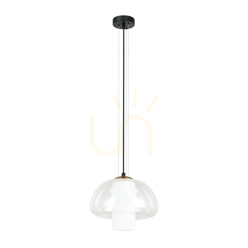 Check Italux Modern Black White Glass Pendant Light E27 PND-61001B-BK