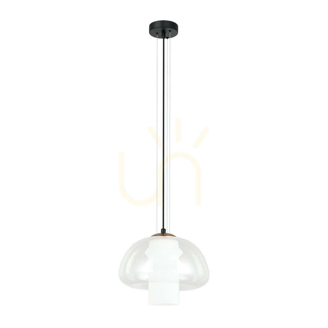 Italux Modern Black White Glass Pendant Light E27 PND-61001B-BK