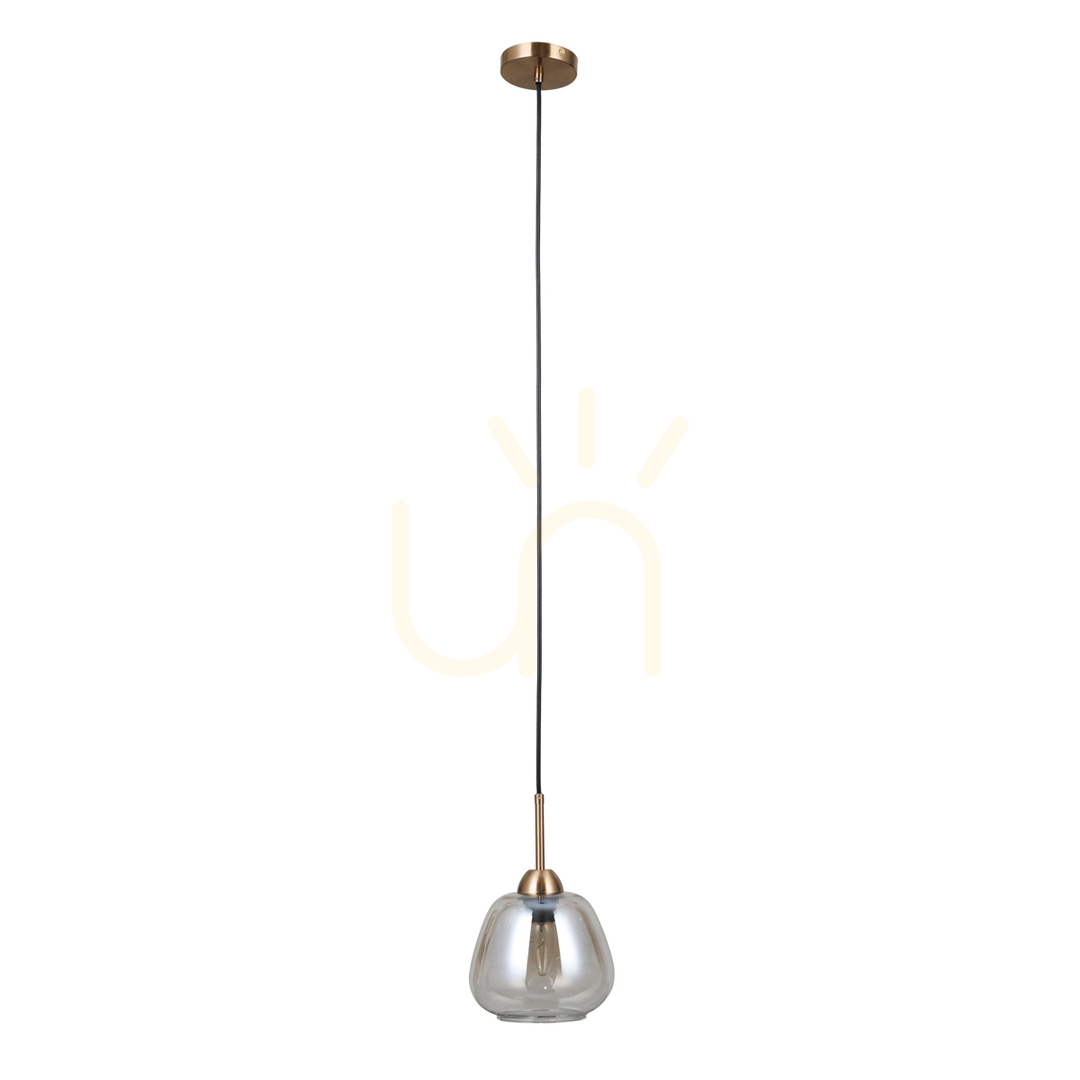 Pendant Light Italux Amber Glass Metal E27 18 cm PND-40824-1-GD