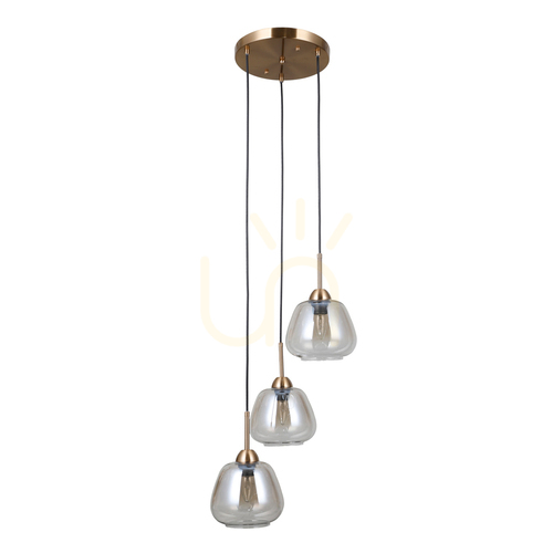 Check Italux Felis 3-Light Pendant Lamp Amber Glass E27 PND-40824-3-GD