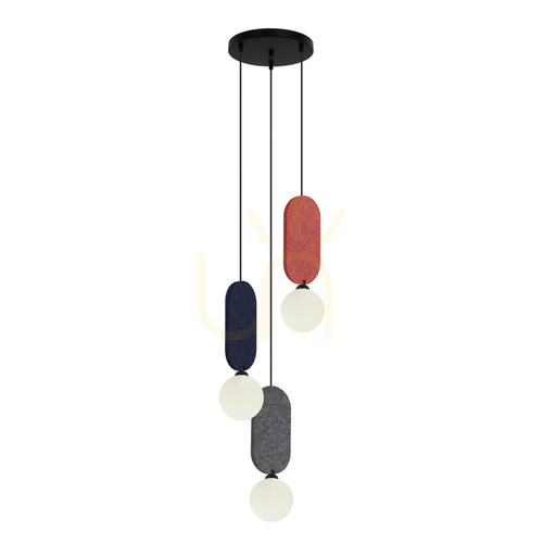 Check Italux Lorenzo 3-Light G9 Pendant Lamp White Red 30 cm PND-59815A-3-MLTI