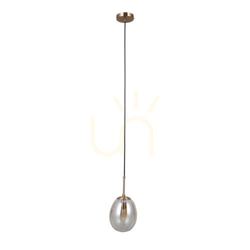 Check Italux Meolo Amber Glass Golden Pendant Light E14 PND-40825-1-GD