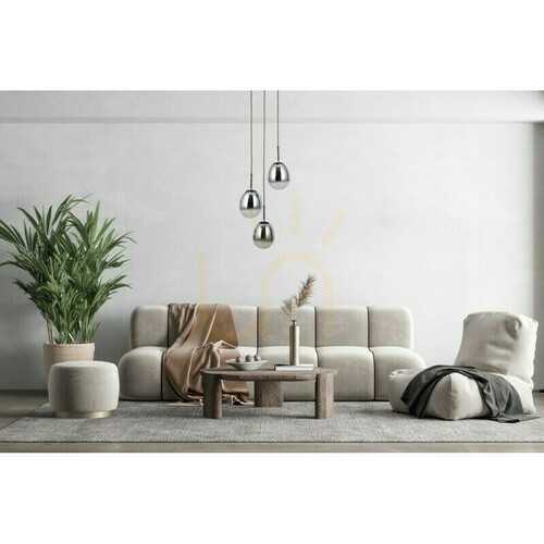 Check Pendant Light Italux Meolo Black Smoky Glass E14 3-Light PND-40825-3-BK