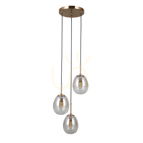Check Italux Pendant Light Amber Gold 3-Light E14 35 cm PND-40825-3-GD