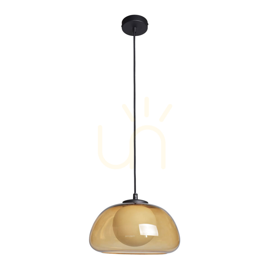 Italux Ainale Black Amber Glass Pendant Light G9 PND-54637-1-BK-YLL