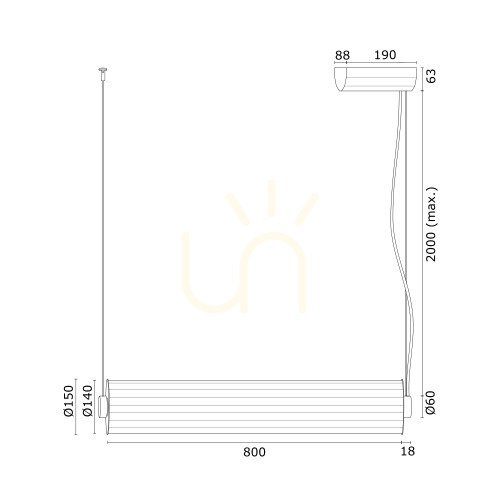 Pendelleuchte ARGON Hampton transparent geriffelt Titan gebürstet LED 8628