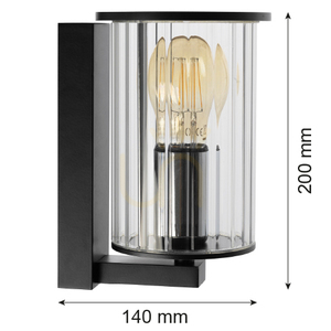 Wall lamp ARGON NORFOLK 8748 Black IP44 E27 Fluted Glass small 6