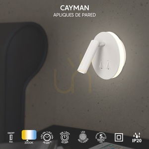 Mantra CAYMAN 6080 LED wall light with reading light, matt white, 3000 K small 3